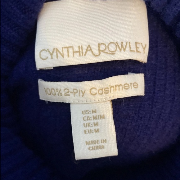 Cynthia Rowley Cashmere Knit Sweater Women’s Size Medium Turtleneck Royal Blue - Picture 4 of 4